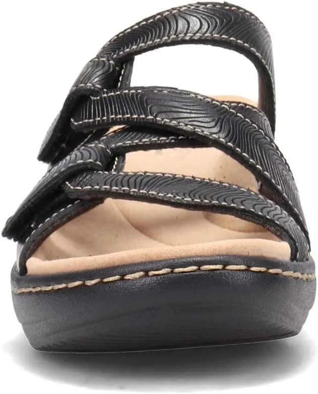 Clarks Womens Merliah Karli Metallic Leather Slide Sandals