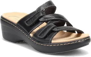 Clarks Womens Merliah Karli Metallic Leather Slide Sandals