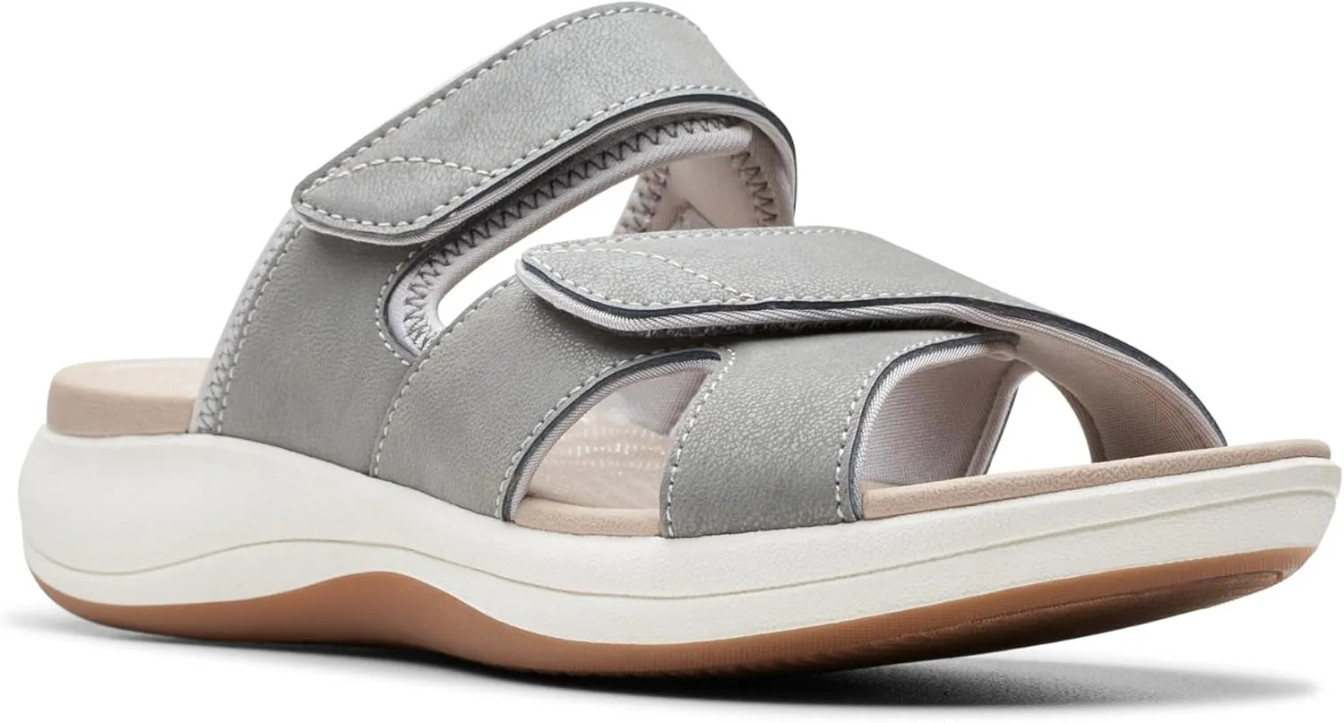 Clarks Women's Mira Ease Slide Sandal, Grey Textile, 9