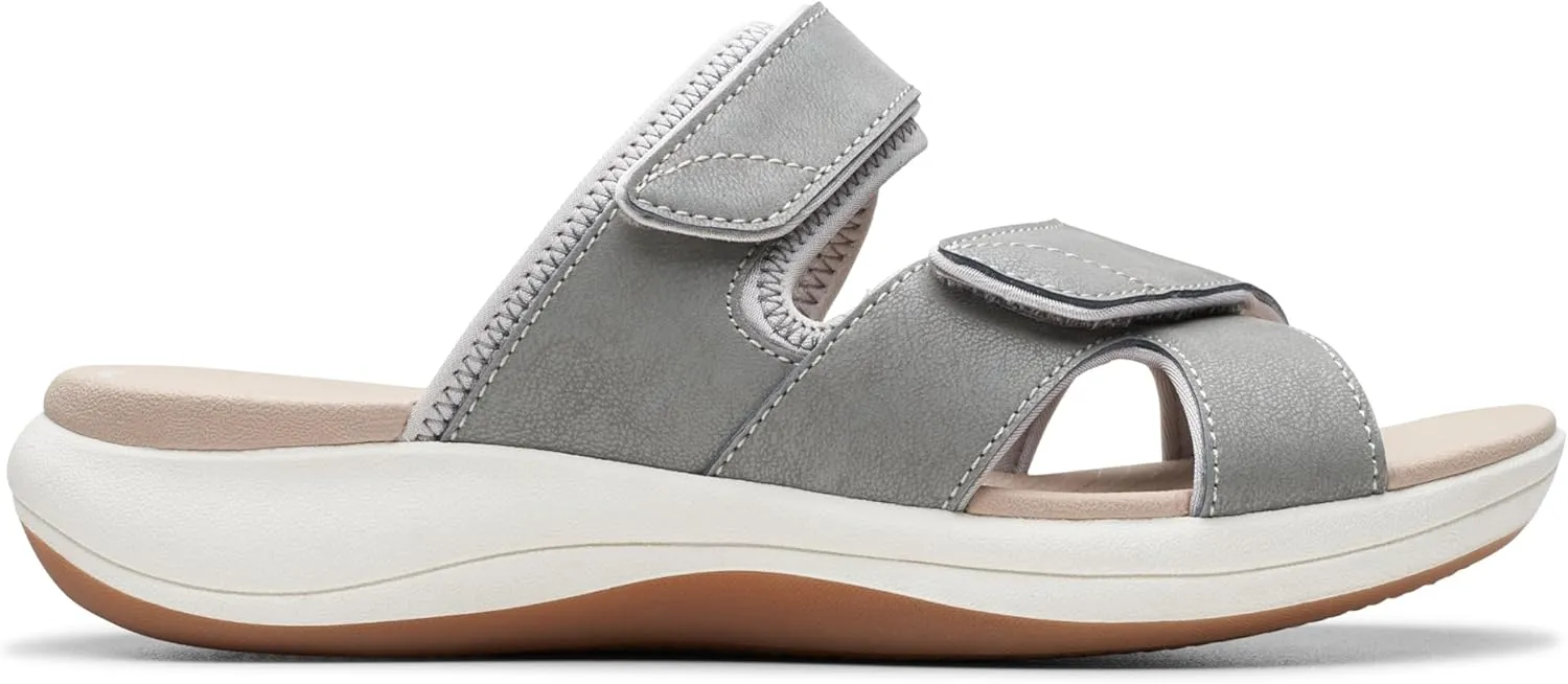 Clarks Women's Mira Ease Slide Sandal, Grey Textile, 9