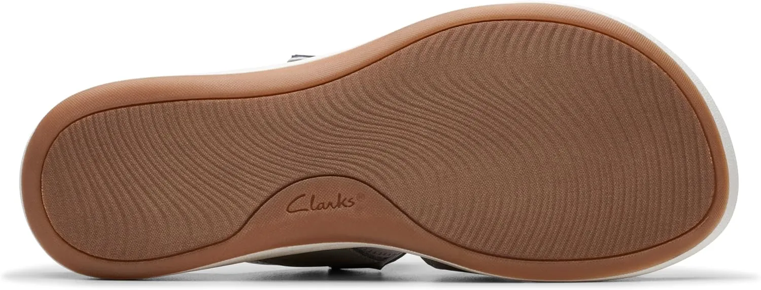 Clarks Women's Mira Ease Slide Sandal, Grey Textile, 9