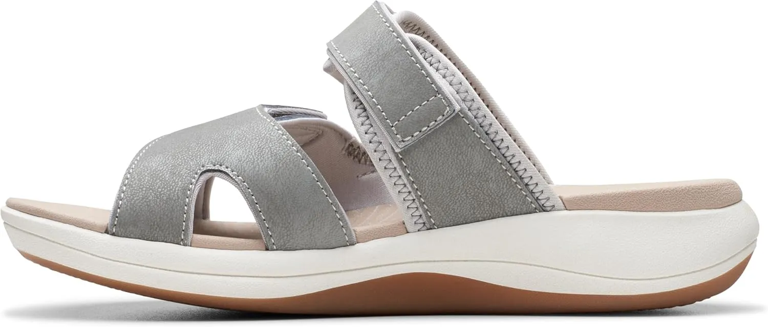 Clarks Women's Mira Ease Slide Sandal, Grey Textile, 9