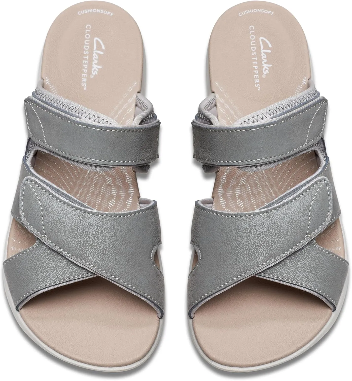 Clarks Women's Mira Ease Slide Sandal, Grey Textile, 9