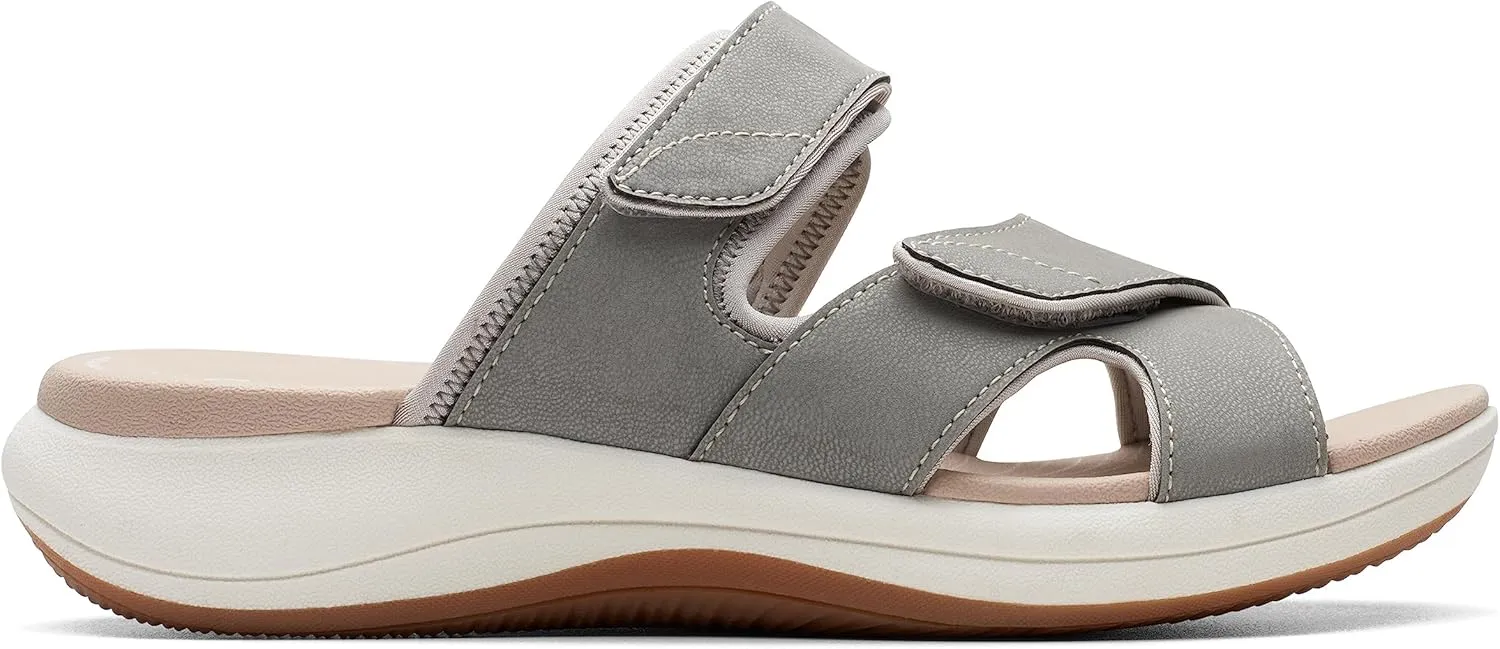 Clarks Women's Mira Ease Slide Sandal, Grey Textile, 9