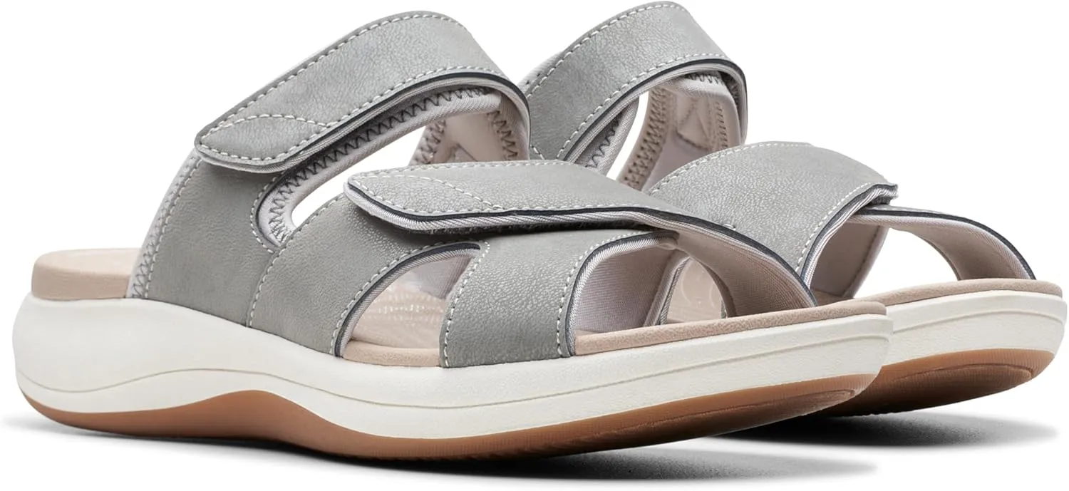 Clarks Women's Mira Ease Slide Sandal, Grey Textile, 9