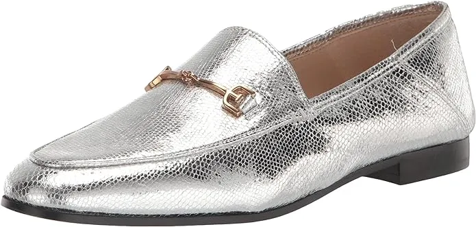 Classic Giant discount On Chain Loraine Soft Silver Flat Sam Detailed Edelman Vamp Loafers Free international delivery Slip