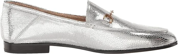 Classic Giant discount On Chain Loraine Soft Silver Flat Sam Detailed Edelman Vamp Loafers Free international delivery Slip