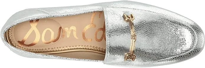Classic Giant discount On Chain Loraine Soft Silver Flat Sam Detailed Edelman Vamp Loafers Free international delivery Slip