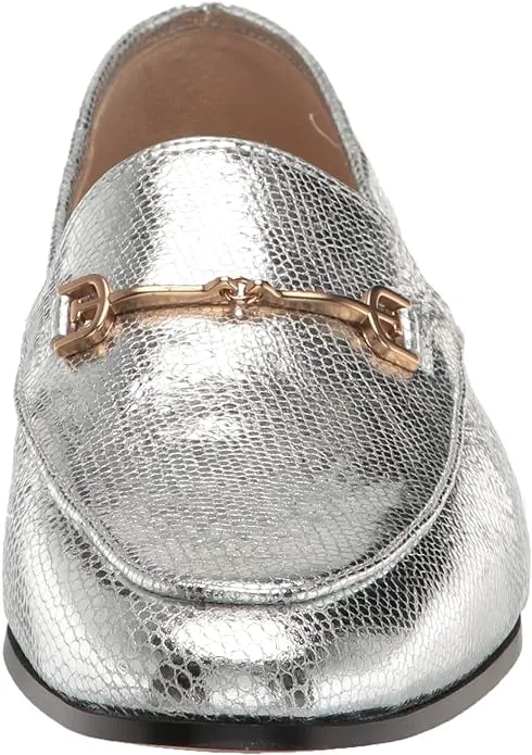 Classic Giant discount On Chain Loraine Soft Silver Flat Sam Detailed Edelman Vamp Loafers Free international delivery Slip