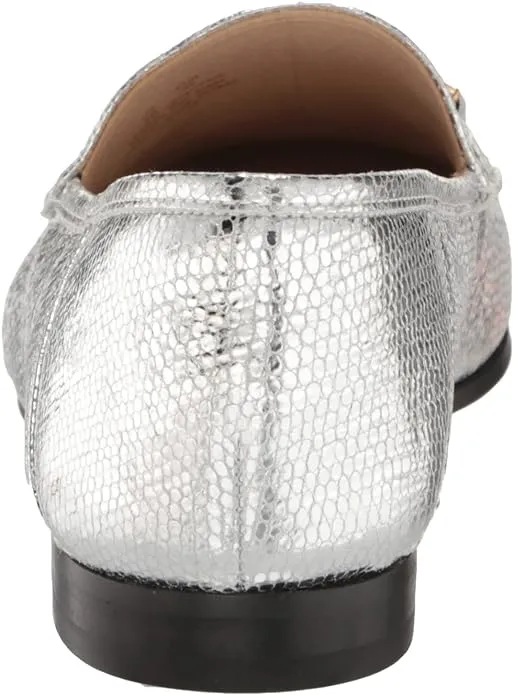 Classic Giant discount On Chain Loraine Soft Silver Flat Sam Detailed Edelman Vamp Loafers Free international delivery Slip