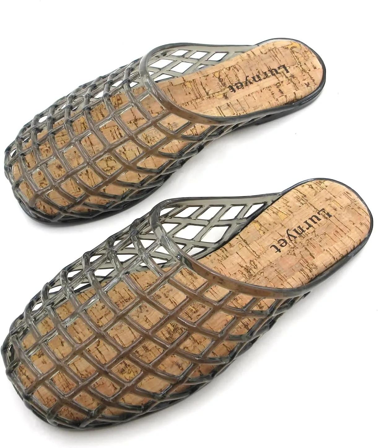 Clear Jelly Mesh Slides for Women Jelly Flats Sandals Summer Slippers