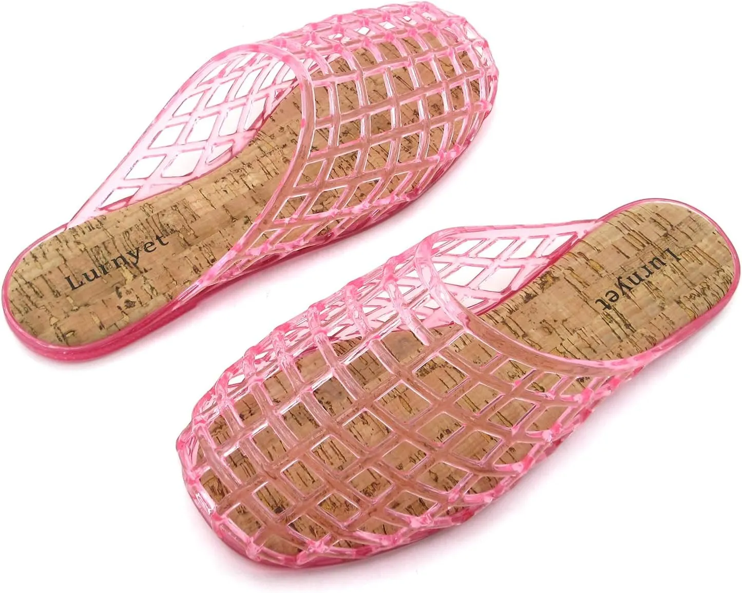 Clear Jelly Mesh Slides for Women Jelly Flats Sandals Summer Slippers