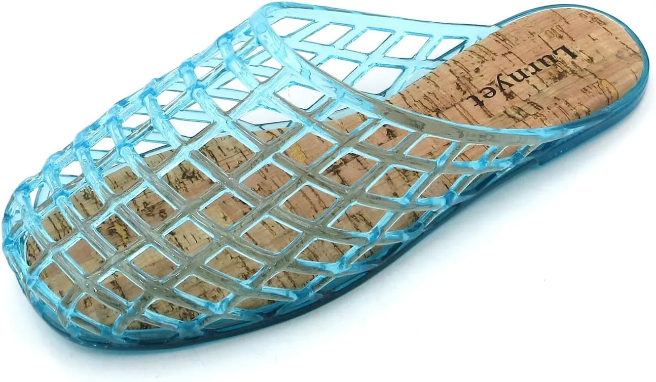 Clear Jelly Mesh Slides for Women Jelly Flats Sandals Summer Slippers