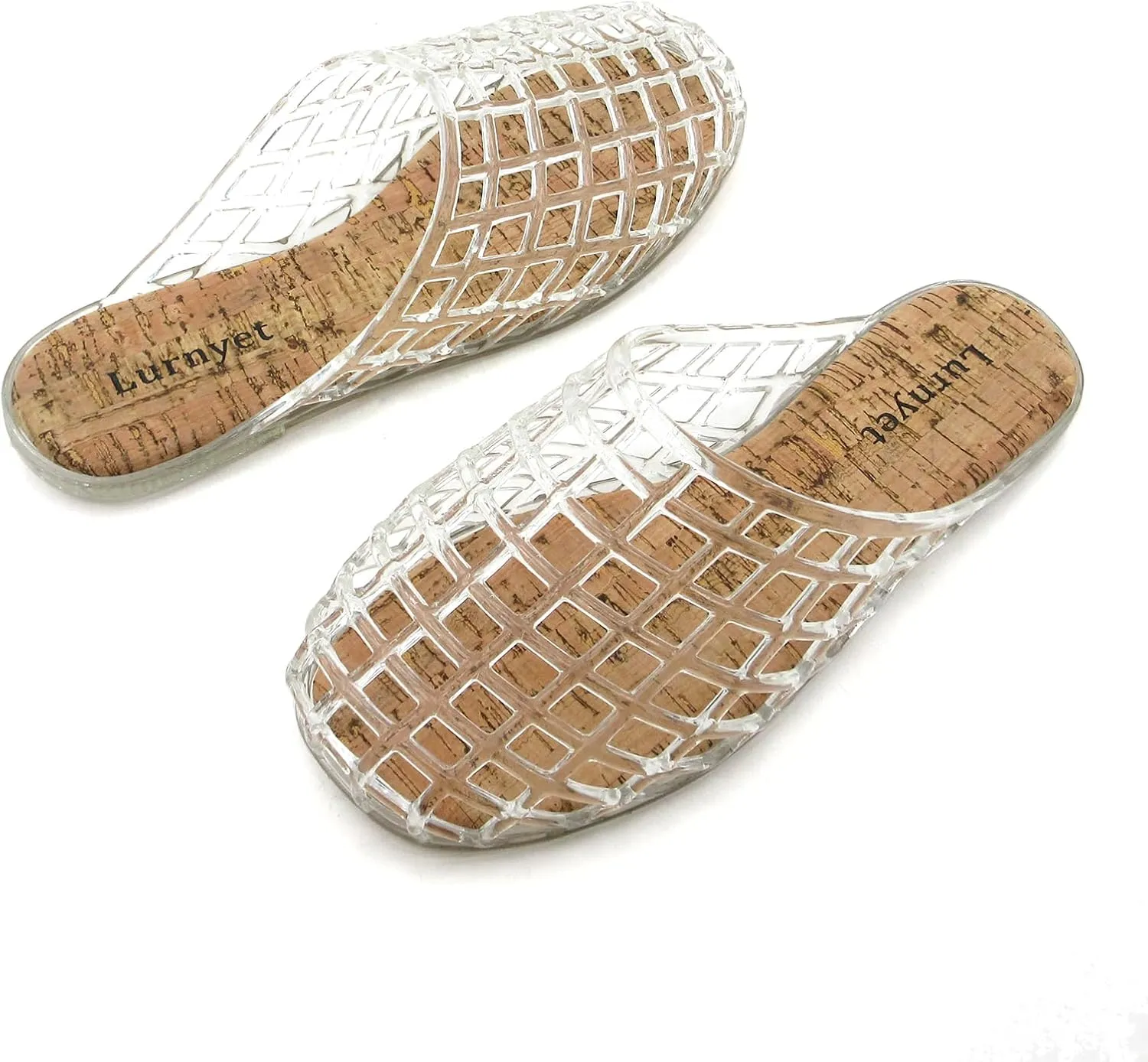 Clear Jelly Mesh Slides for Women Jelly Flats Sandals Summer Slippers