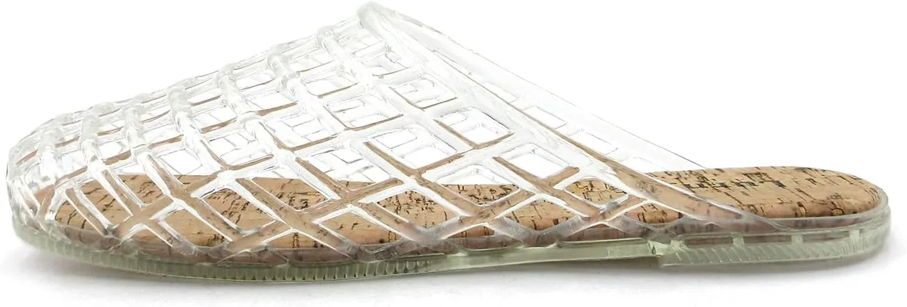 Clear Jelly Mesh Slides for Women Jelly Flats Sandals Summer Slippers