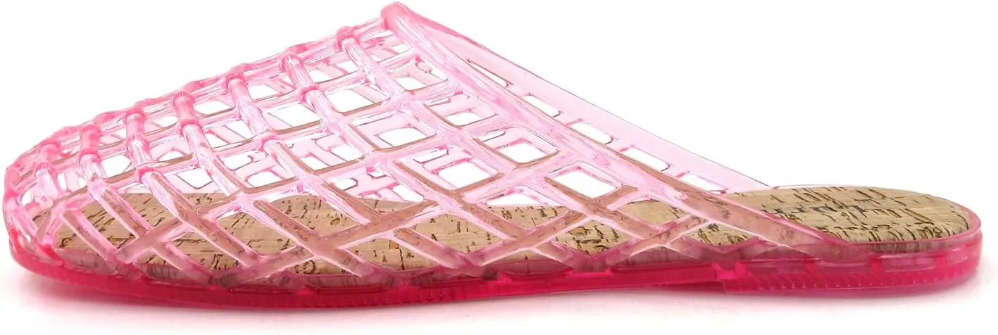 Clear Jelly Mesh Slides for Women Jelly Flats Sandals Summer Slippers