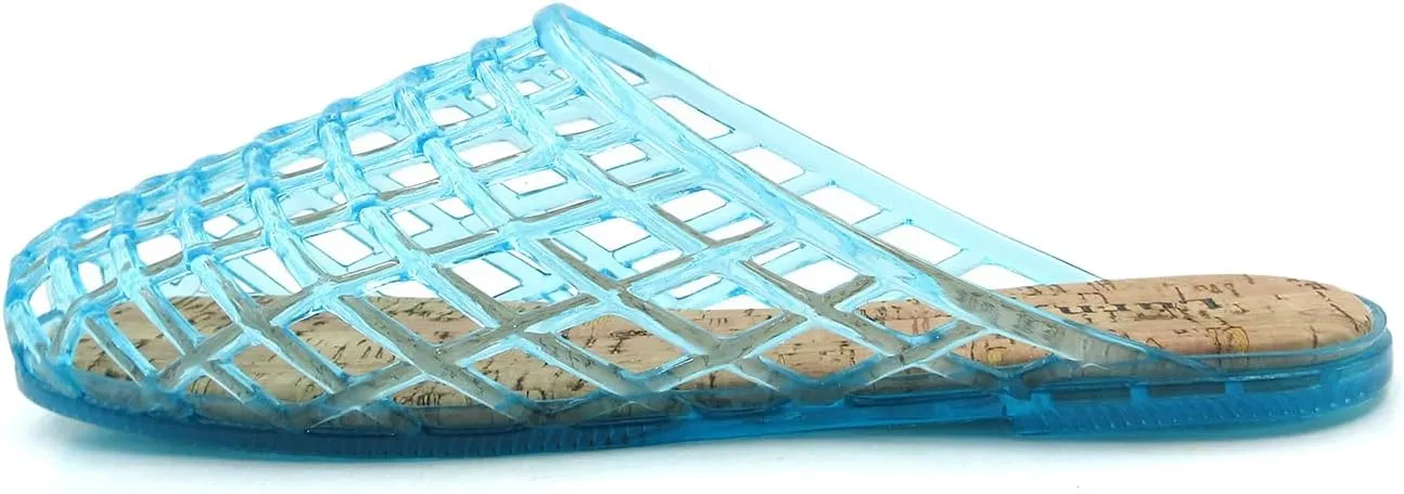 Clear Jelly Mesh Slides for Women Jelly Flats Sandals Summer Slippers