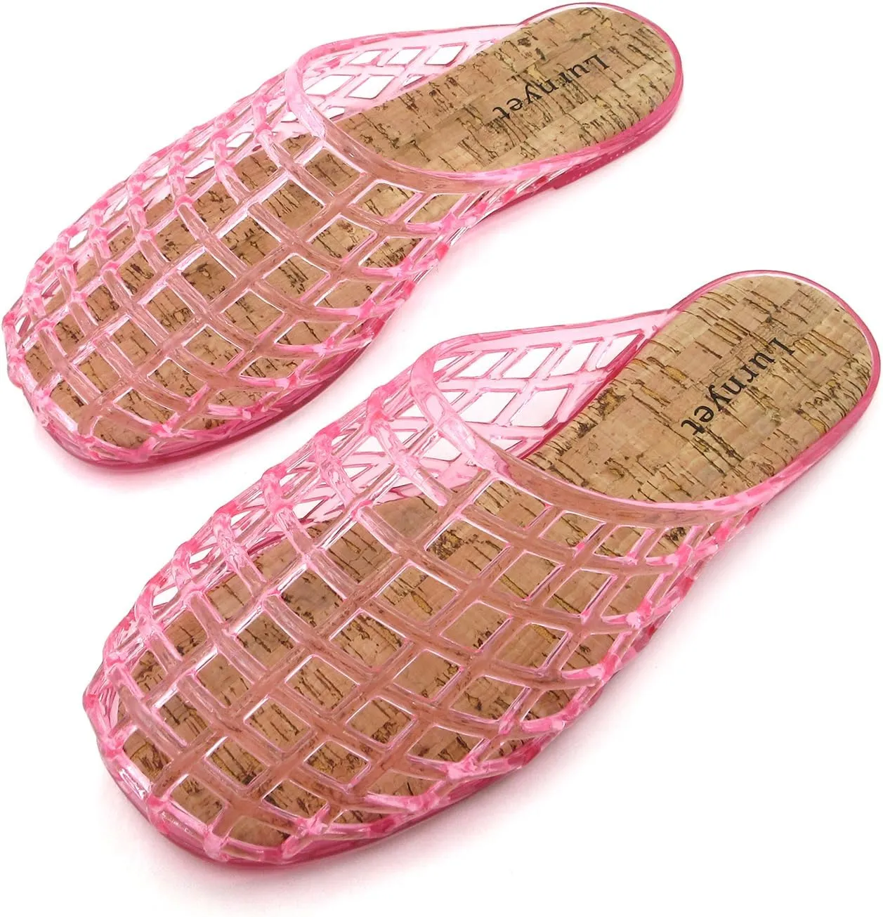 Clear Jelly Mesh Slides for Women Jelly Flats Sandals Summer Slippers