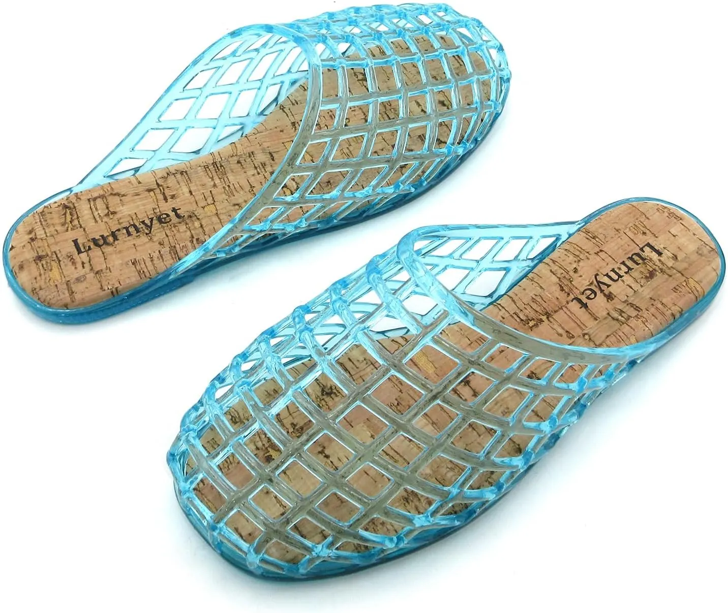 Clear Jelly Mesh Slides for Women Jelly Flats Sandals Summer Slippers