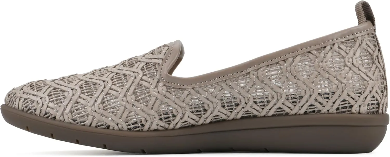 CLIFFS BY WHITE MOUNTAIN Women's Twisty Woven Moccasin Style Loafer Flat