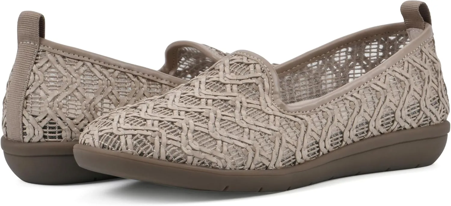 CLIFFS BY WHITE MOUNTAIN Women's Twisty Woven Moccasin Style Loafer Flat