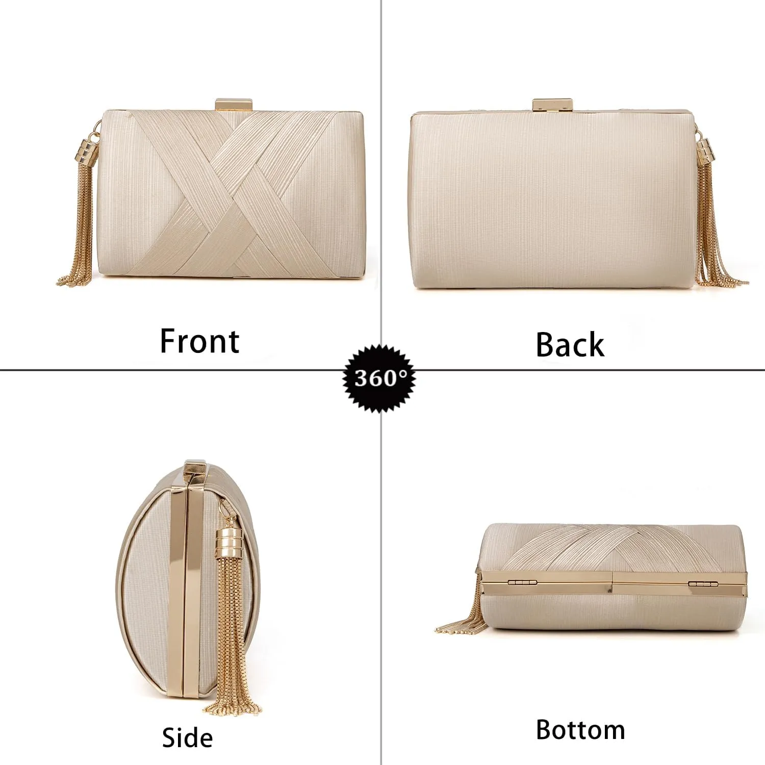 Clutch Purses for Women Formal Evening Clutch Purse Shoulder Cross Body Bags for Wedding Party Handbag with Tassel