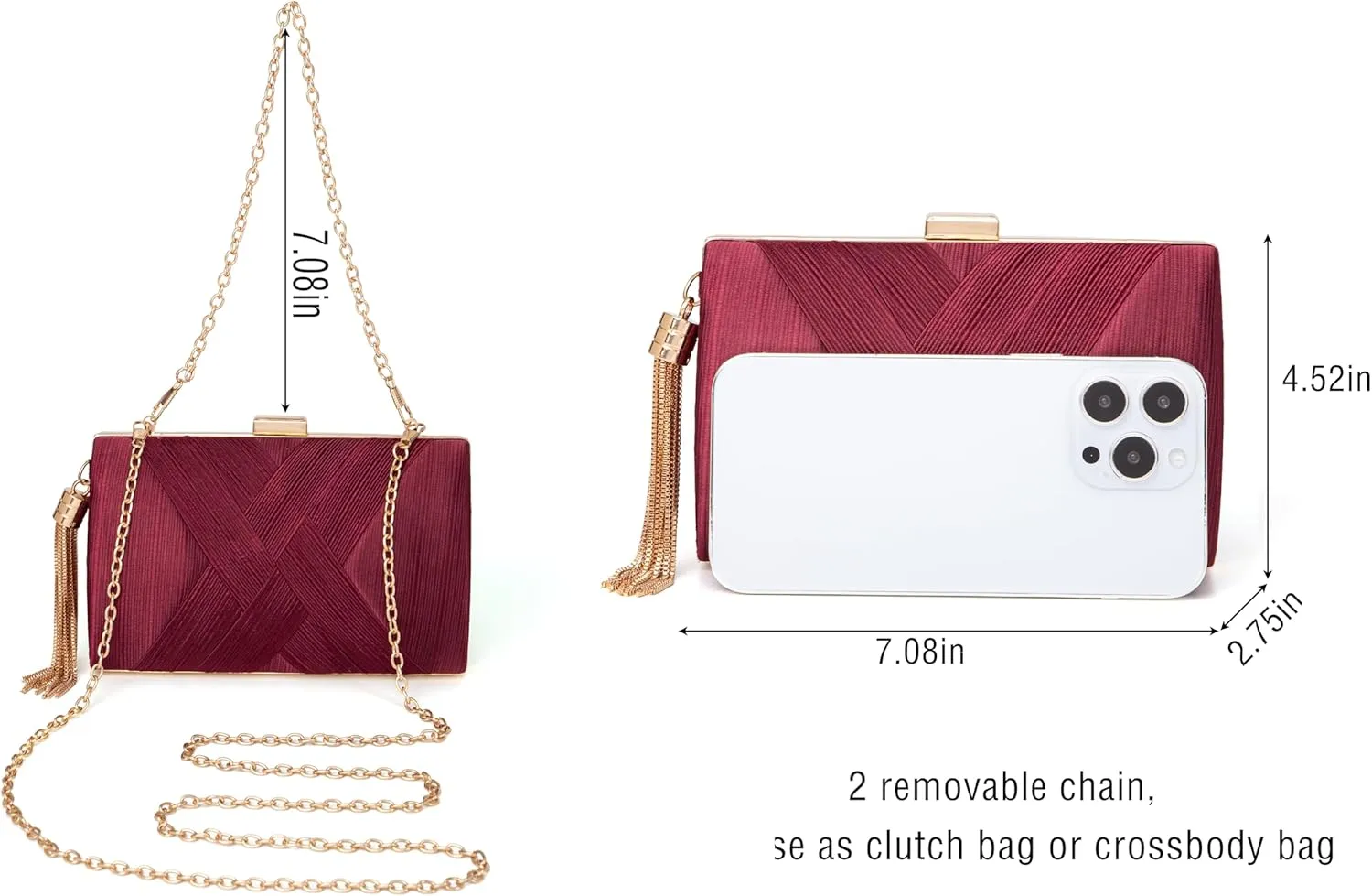 Clutch Purses for Women Formal Evening Clutch Purse Shoulder Cross Body Bags for Wedding Party Handbag with Tassel