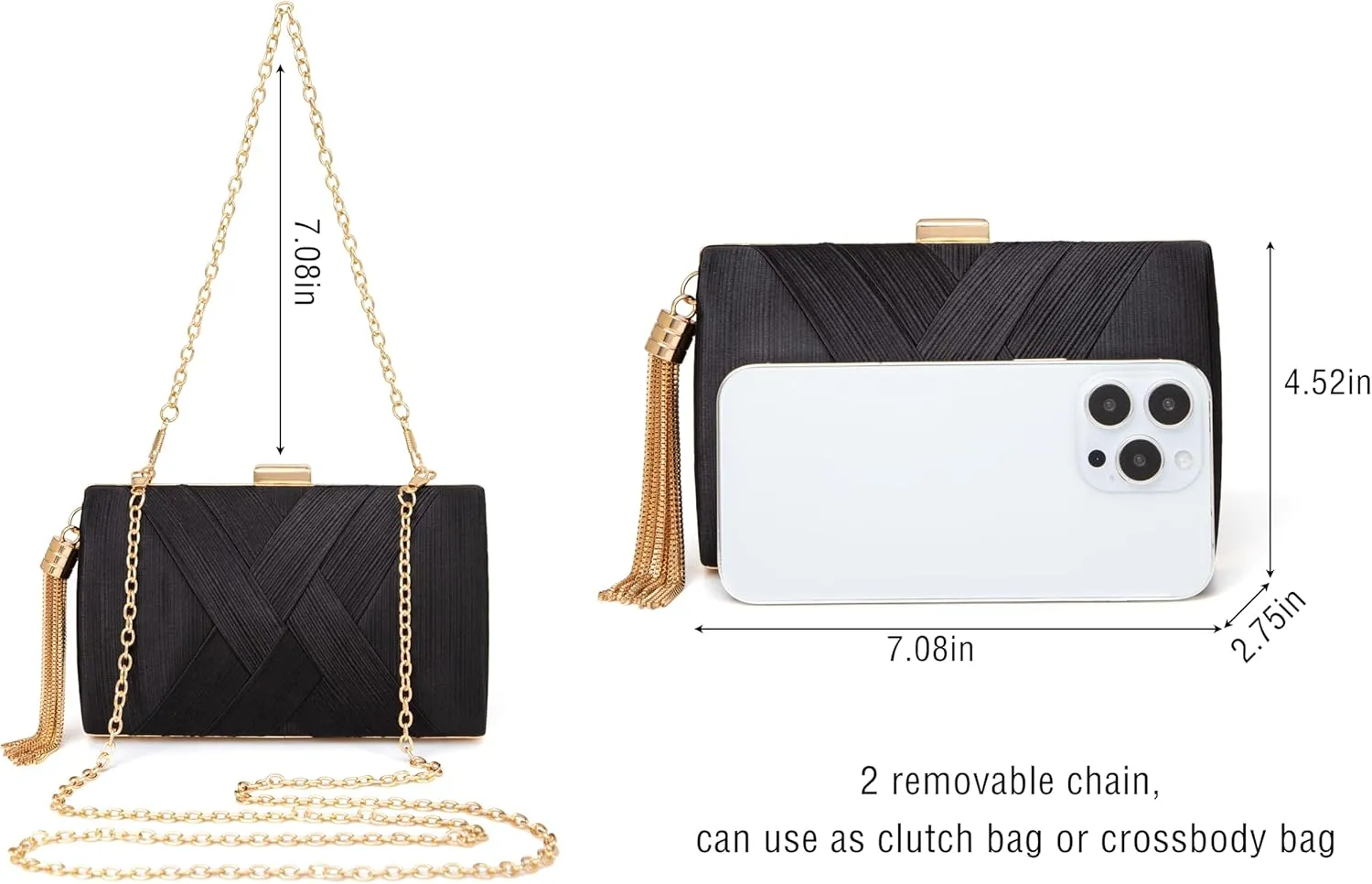 Clutch Purses for Women Formal Evening Clutch Purse Shoulder Cross Body Bags for Wedding Party Handbag with Tassel