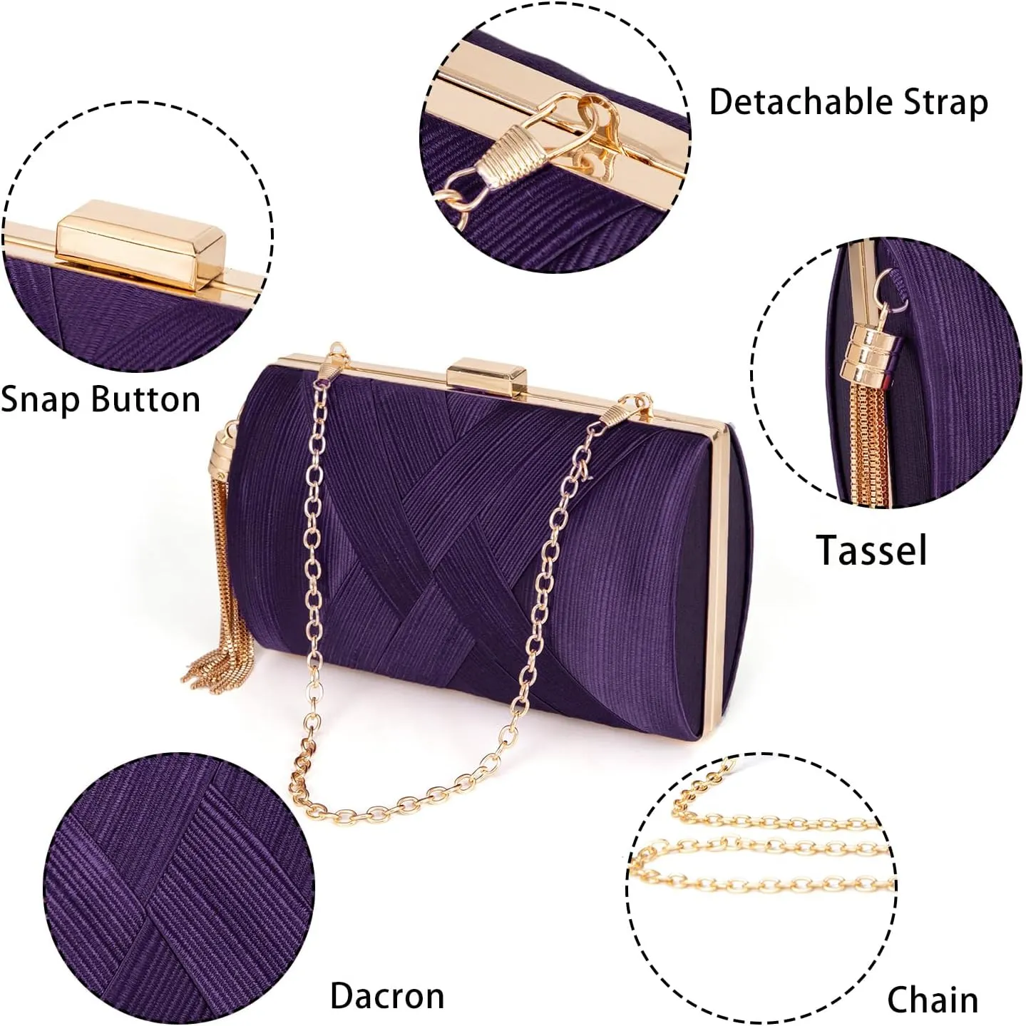 Clutch Purses for Women Formal Evening Clutch Purse Shoulder Cross Body Bags for Wedding Party Handbag with Tassel