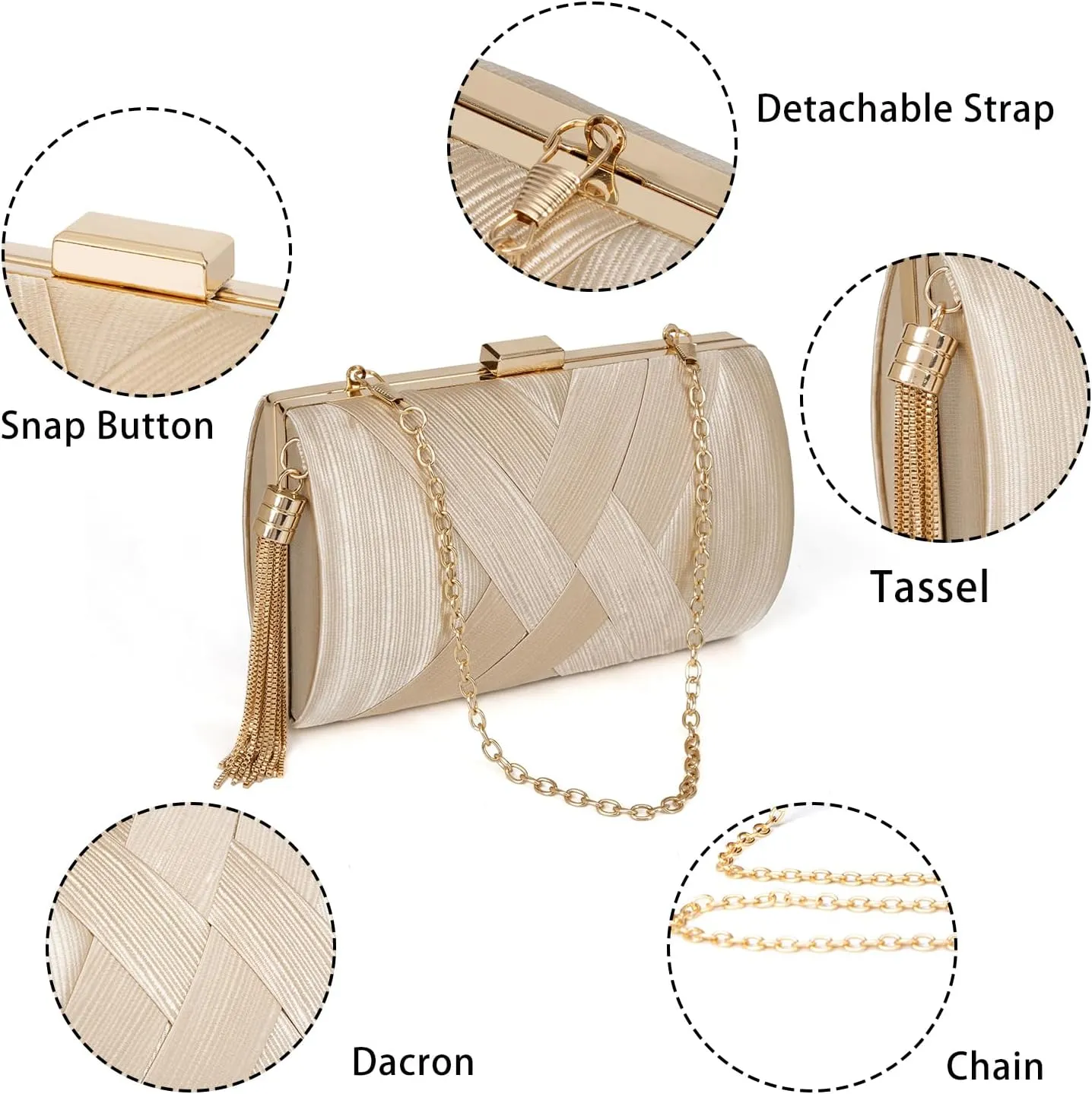 Clutch Purses for Women Formal Evening Clutch Purse Shoulder Cross Body Bags for Wedding Party Handbag with Tassel