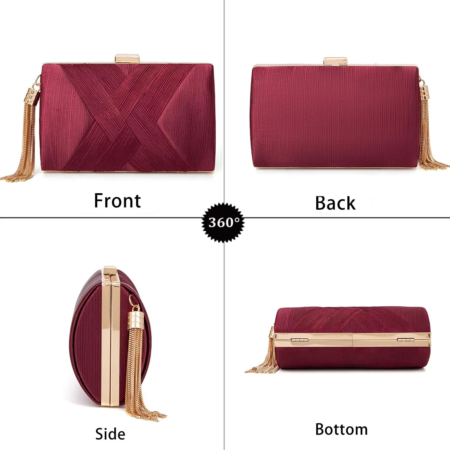 Clutch Purses for Women Formal Evening Clutch Purse Shoulder Cross Body Bags for Wedding Party Handbag with Tassel