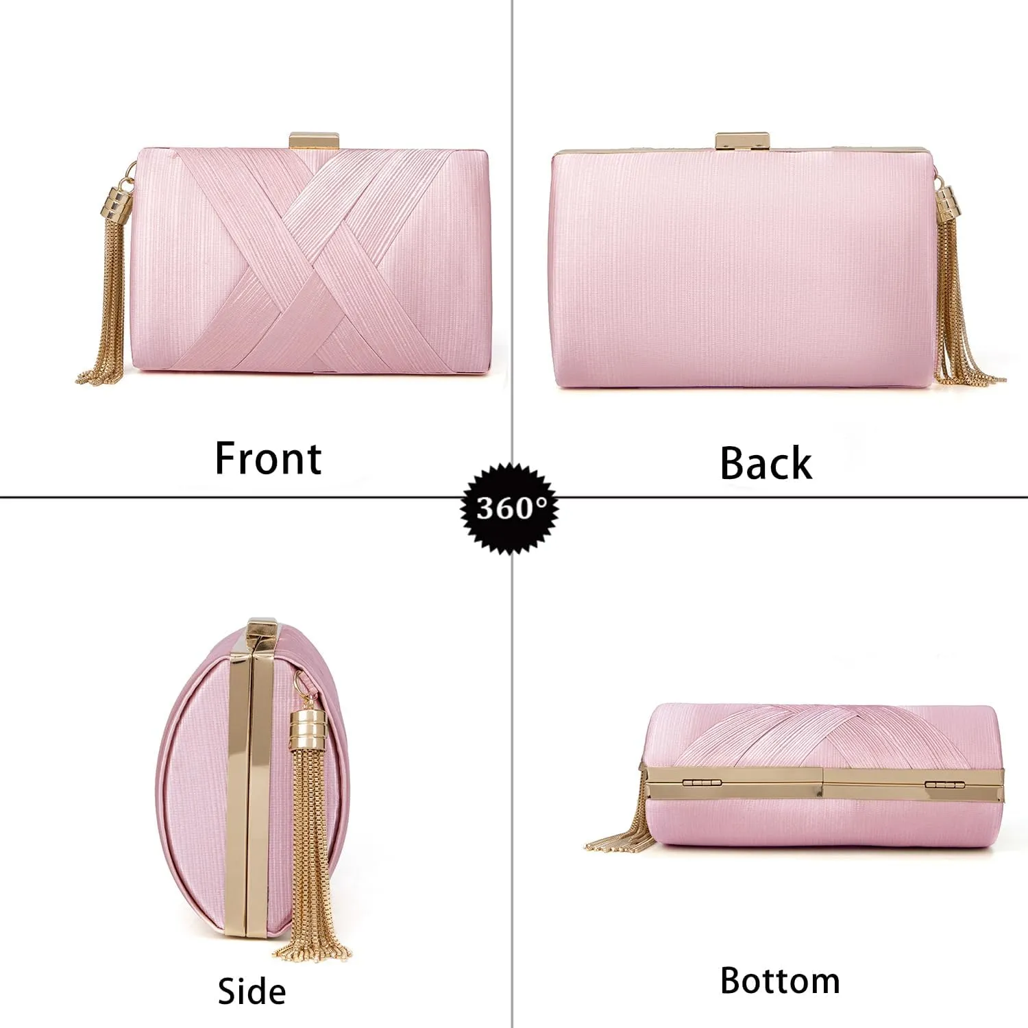 Clutch Purses for Women Formal Evening Clutch Purse Shoulder Cross Body Bags for Wedding Party Handbag with Tassel
