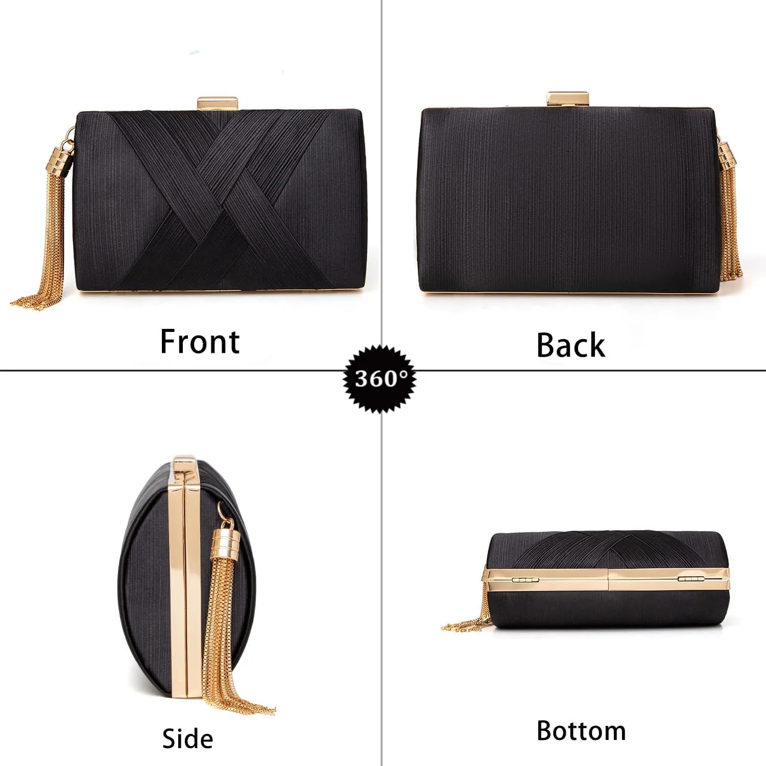 Clutch Purses for Women Formal Evening Clutch Purse Shoulder Cross Body Bags for Wedding Party Handbag with Tassel