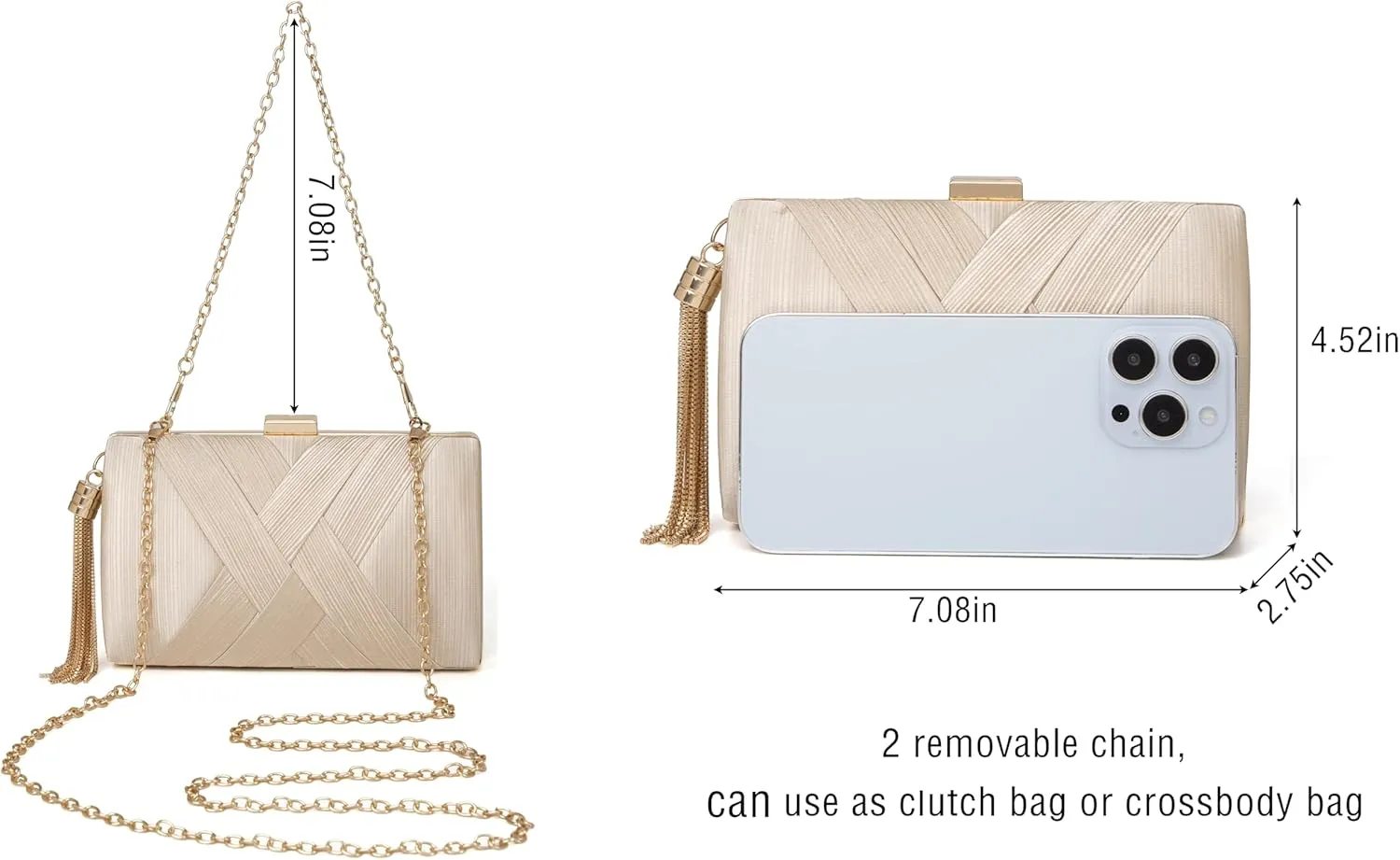 Clutch Purses for Women Formal Evening Clutch Purse Shoulder Cross Body Bags for Wedding Party Handbag with Tassel