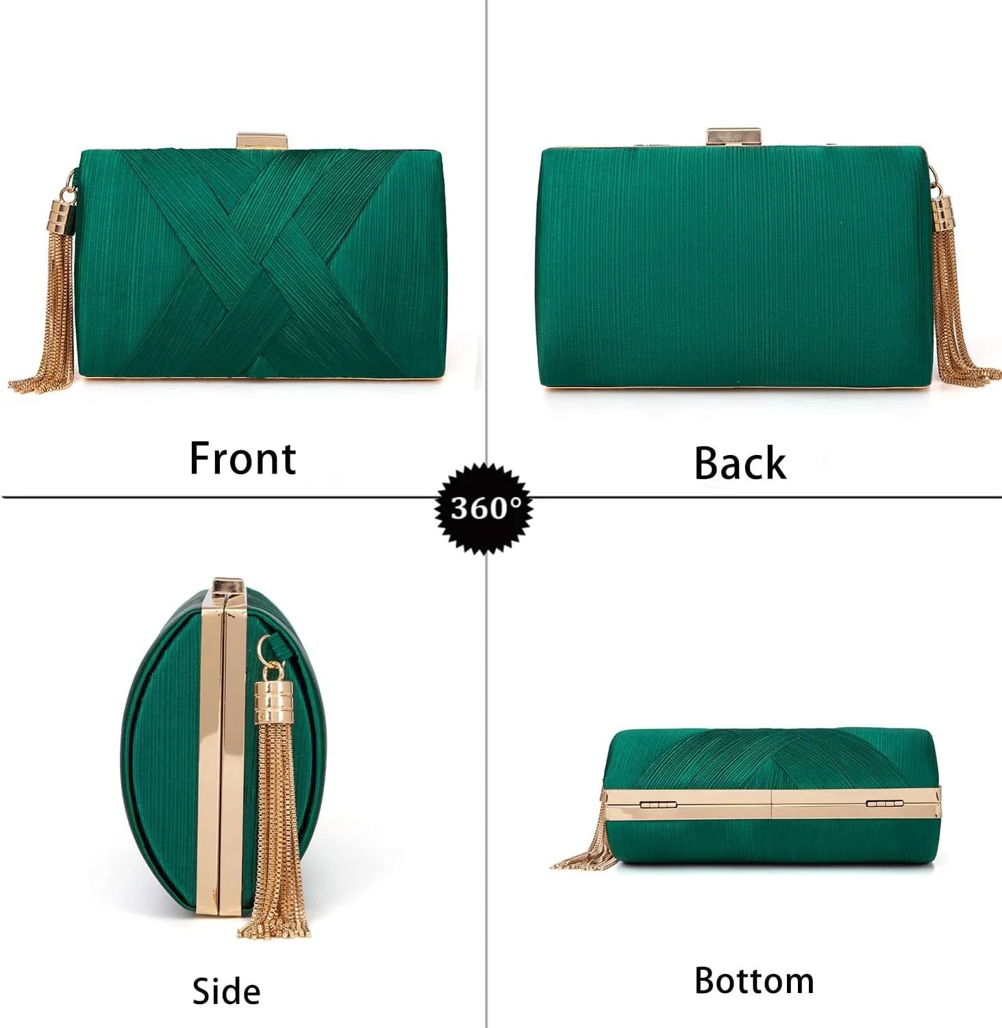 Clutch Purses for Women Formal Evening Clutch Purse Shoulder Cross Body Bags for Wedding Party Handbag with Tassel