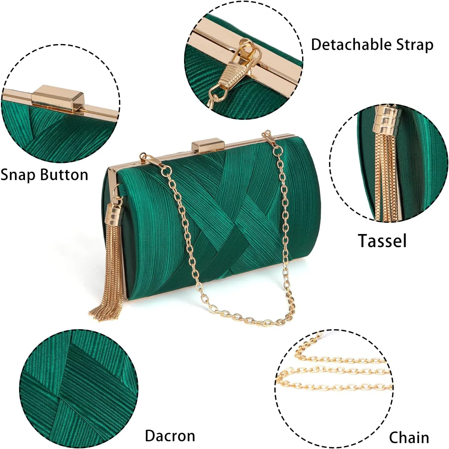 Clutch Purses for Women Formal Evening Clutch Purse Shoulder Cross Body Bags for Wedding Party Handbag with Tassel