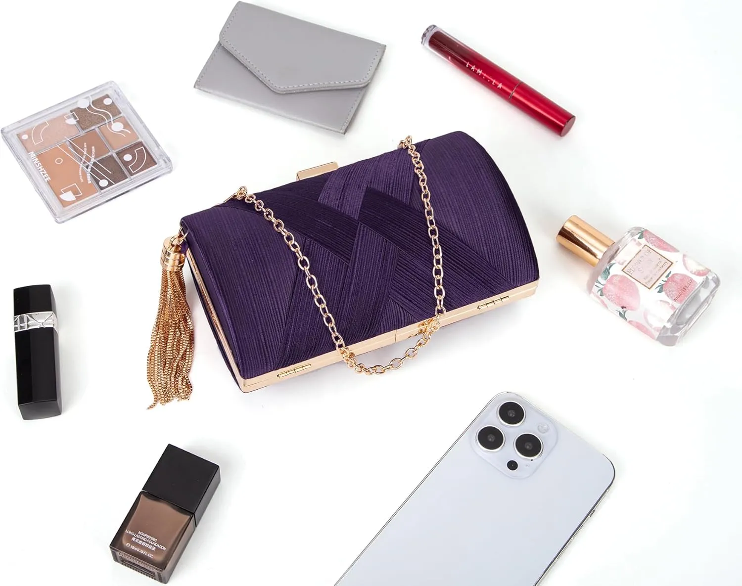Clutch Purses for Women Formal Evening Clutch Purse Shoulder Cross Body Bags for Wedding Party Handbag with Tassel