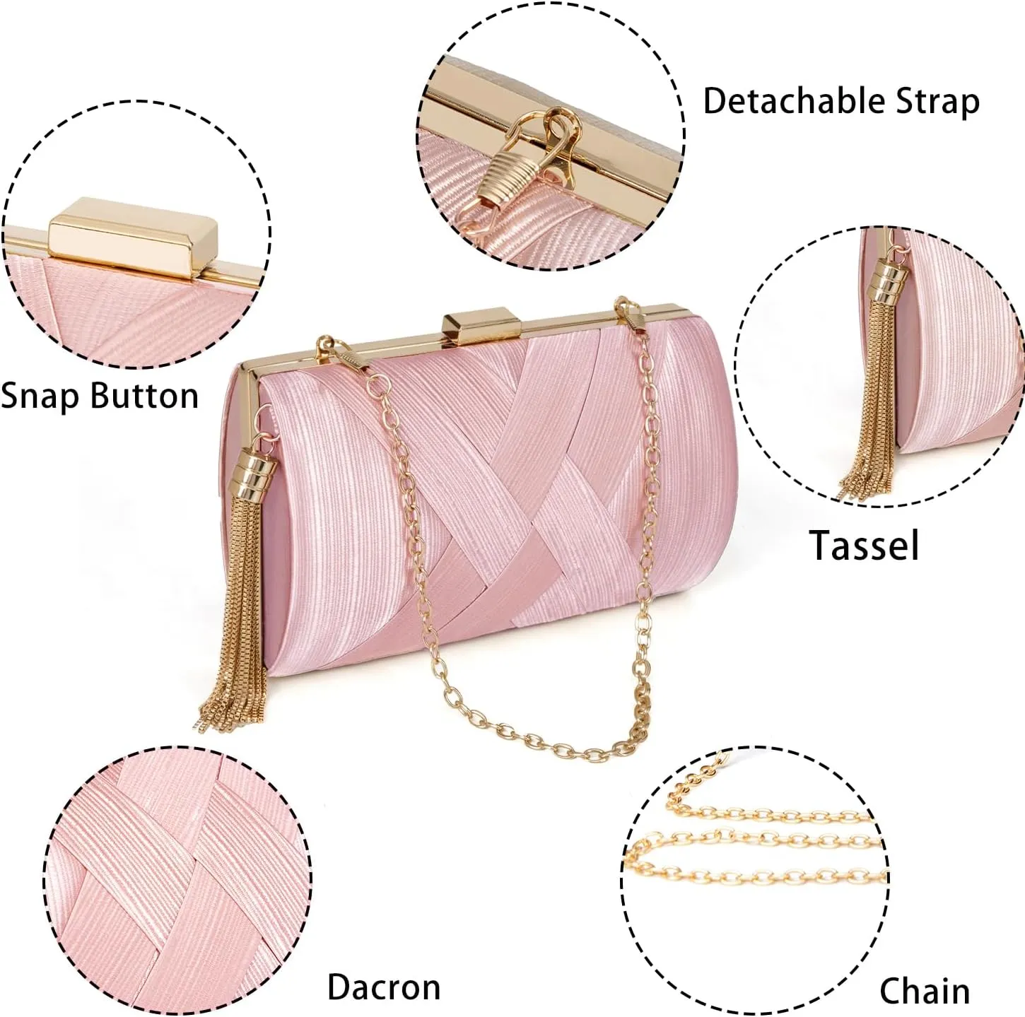 Clutch Purses for Women Formal Evening Clutch Purse Shoulder Cross Body Bags for Wedding Party Handbag with Tassel