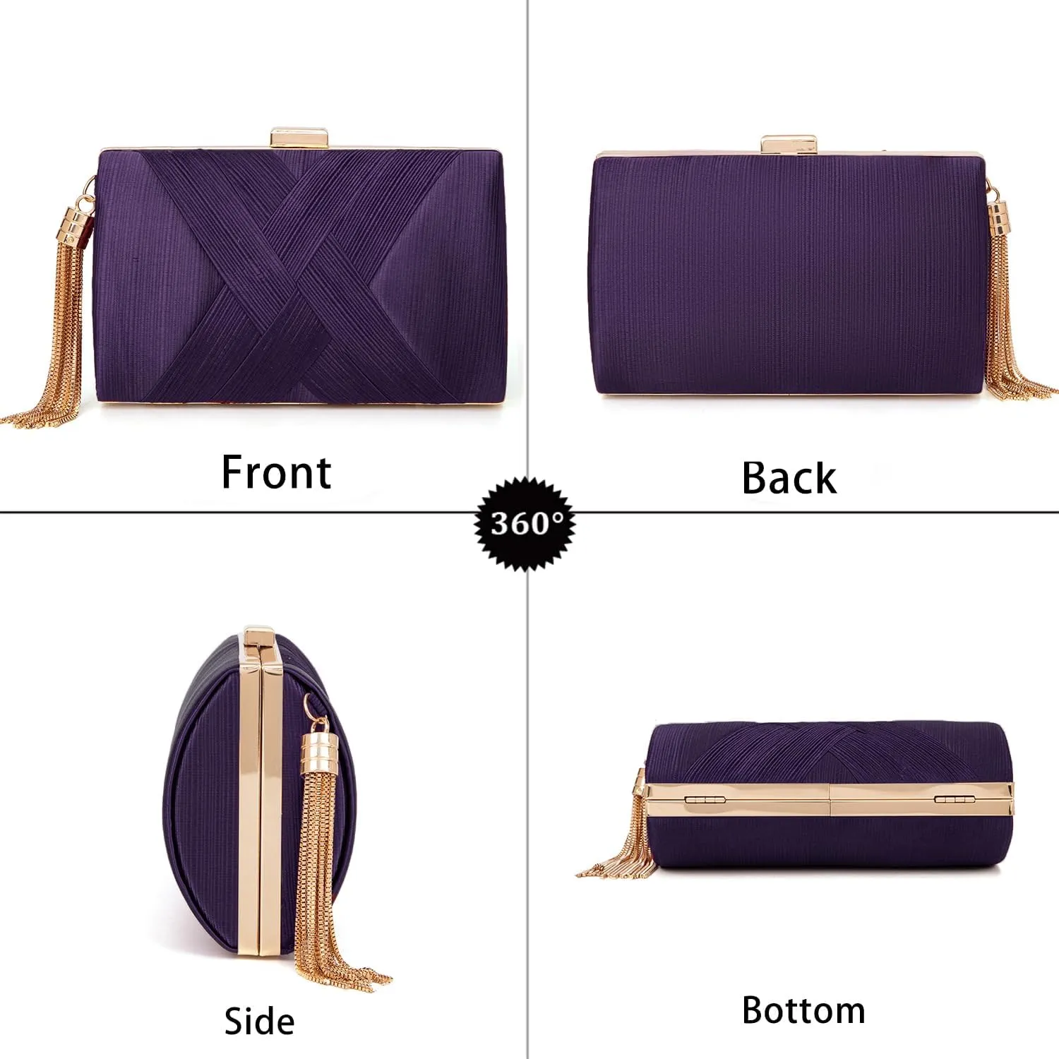 Clutch Purses for Women Formal Evening Clutch Purse Shoulder Cross Body Bags for Wedding Party Handbag with Tassel