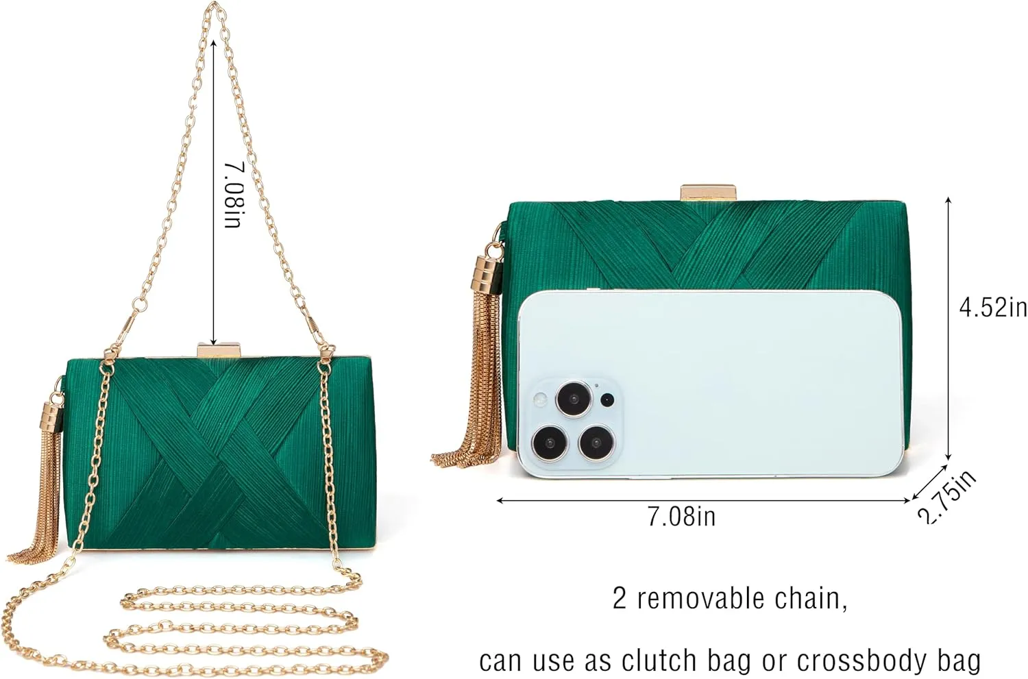 Clutch Purses for Women Formal Evening Clutch Purse Shoulder Cross Body Bags for Wedding Party Handbag with Tassel