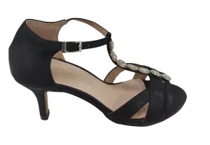 Coco Ritz Ladies Black Diamonte T-Bar Sandal 1007