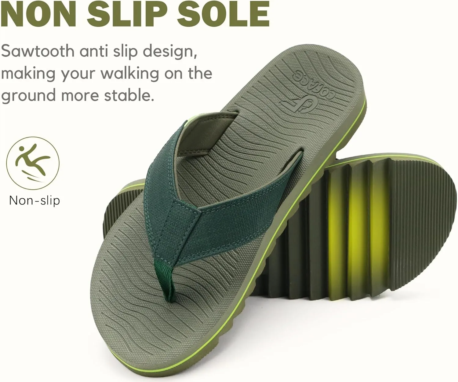 COFACE Flip Flops for Men with Arch Support Mens Sport Beach Thong-Sandals Outdoor 2025 Summer Leather Sandal for Man