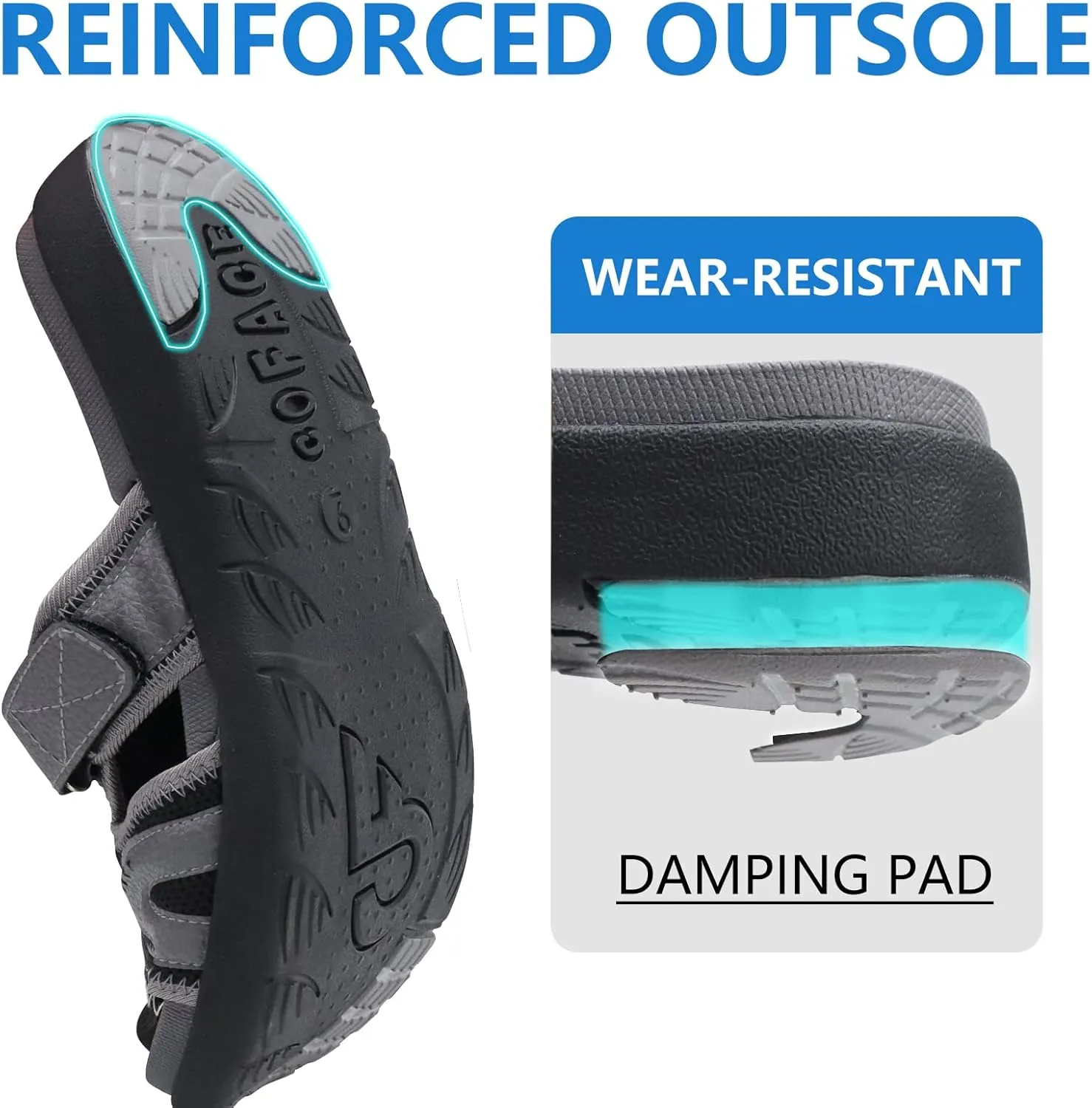COFACE Mens Sport Recovery Sandals Plantar Fasciitis Soft Cushion Lightweight Orthotic Slides for Men