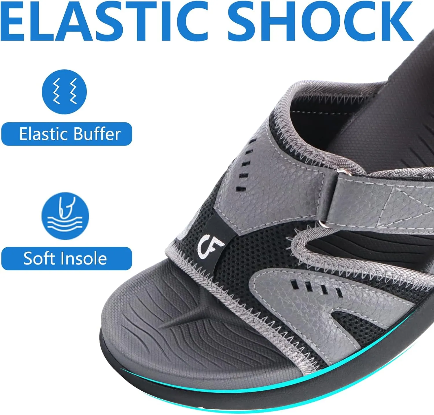 COFACE Mens Sport Recovery Sandals Plantar Fasciitis Soft Cushion Lightweight Orthotic Slides for Men
