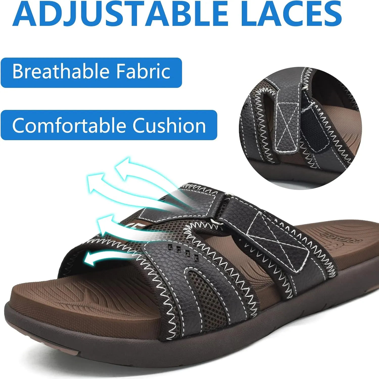 COFACE Mens Sport Recovery Sandals Plantar Fasciitis Soft Cushion Lightweight Orthotic Slides for Men