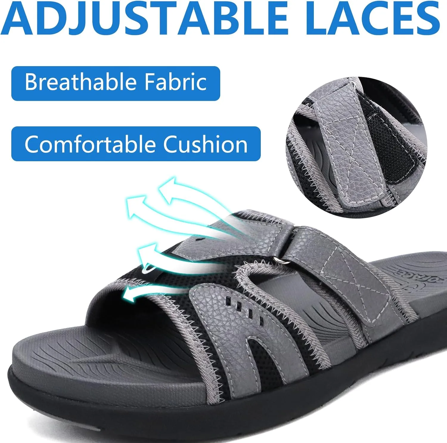 COFACE Mens Sport Recovery Sandals Plantar Fasciitis Soft Cushion Lightweight Orthotic Slides for Men