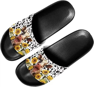 Coloranimal Retro Sunflower Women's Slide Sandals with Slip on Breathable Lightweight House Slippers Size US5-US13