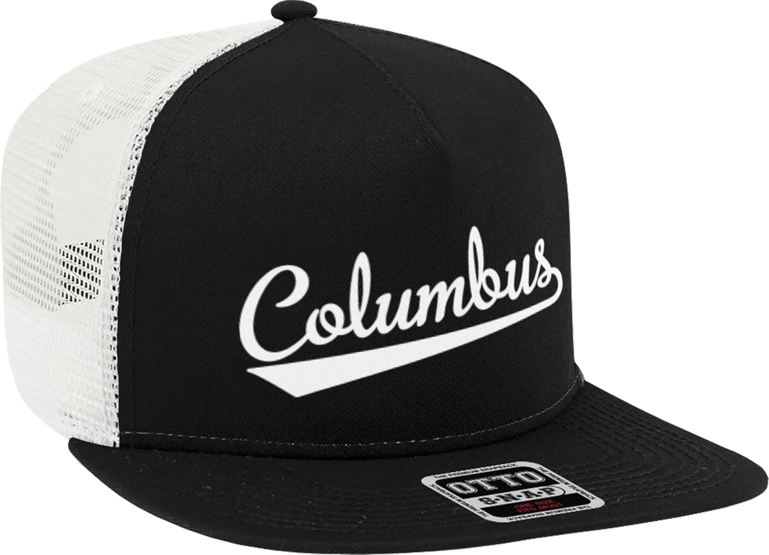 Columbus Script Baseball Font Snapback Trucker Hat