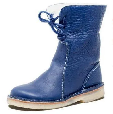 Comfortable flat bottom calf length boots