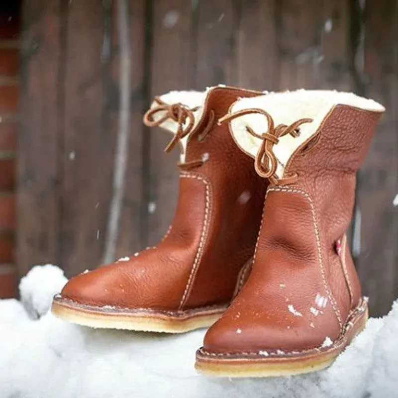 Comfortable flat bottom calf length boots